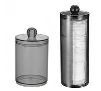 MIEGUIWOR 2 Porta Dischetti Struccanti e Porta Cotton Fioc - Scatola Organizzatrice PET Trasparente con Coperchio, per Coton, Trucco, Bagno, Casa ( Nero, B )