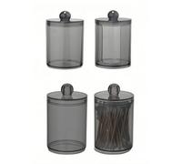 MIEGUIWOR 4 Porta Dischetti Struccanti e Porta Cotton Fioc - Scatola Organizzatrice PET Trasparente con Coperchio, per Coton, Trucco, Bagno, Casa ( Nero, E )