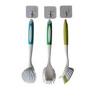 MIEGUIWOR Spazzola per Piatti con Manico In Silicone,Spazzola Lavapiatti,Spazzole per Pulizia,Spazzola per Padelle, Pentole, Pulizia Lavello da Cucina, Set da 3