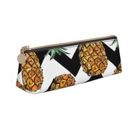 MIEKGPS Astuccio in pelle con stampa a righe bianche e nere con ananas personalizzato astuccio per trucchi e cosmetici borsa per cancelleria