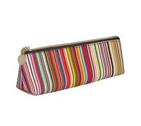 MIEKGPS Astuccio per matite in pelle con stampa a righe colorate personalizzate per cosmetici e articoli di cancelleria