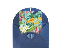 MIEKGPS Biglietti di auguri natalizi con motivo piante tropicali e pappagalli per tutte le occasioni