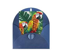 MIEKGPS Biglietto di auguri di compleanno con foglie tropicali e foglie di pappagallo, per tutte le occasioni