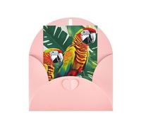 MIEKGPS Biglietto di auguri di compleanno con foglie tropicali e foglie di pappagallo, per tutte le occasioni