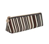 MIEKGPS Borsa per matite in pelle personalizzata con stampa a righe marroni per trucchi e cosmetici
