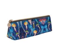 MIEKGPS Borsa per matite in pelle personalizzata con stampa meduse colorate borsa per cosmetici per trucco borsa per cancelleria