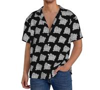 MIEKGPS Camicie da uomo con colletto cubano con stampa tricheco, camicie hawaiane, maniche corte, per l'estate, personalizzate, nero, XXL