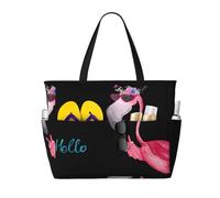MIEKGPS Hello Glasses Flamingo stampa grande viaggio spiaggia Tote Bag per le donne leggero impermeabile borsa da piscina per viaggio