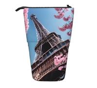 MIEKGPS Pittura a olio Parigi Torre Eiffel stampa stand matita titolare telescopico carino astuccio divertente cosmetico portatile trucco borsa