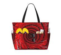 MIEKGPS Red Flower Vortex Spiral print Large Travel Beach Tote Bag per le donne leggera impermeabile borsa da piscina per viaggi, nero, taglia unica