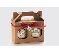 Miele biologico Italiano non Pastorizzato Confezione Regalo Scatola Doppia con 2 Vasi da 500gr | Apicoltura Colle Salera (Castagno-Melata di Bosco)