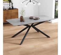 Mielvu Tavolo da pranzo allungabile automatico, rettangolare, per il tempo libero, lunghezza 150/180 x larghezza 70 x altezza 76 cm, design sacro, motivo cemento, nero e grigio