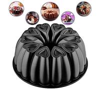 MIENCA Teglia per torta in alluminio a forma di cuore, regalo di Natale, antiaderente, stampo da forno da 25.3 cm, teglia, in alluminio fuso, titanio per rivestimento, 12 tazze (nero)