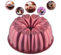 MIENCA Teglia per torta in alluminio a forma di cuore, regalo di Natale, antiaderente, stampo da forno da 20 cm, teglia, in alluminio fuso, titanio per rivestimento, 12 tazze (rosso)