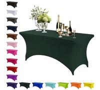 Mienocol Tovaglia in spandex verde scuro, 1,8 m, elasticizzata, rettangolare, lavabile, universale, per patio, cucina, eventi, matrimoni, cocktail bar, mostre, banchetti, feste