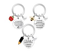 Mieoyue Set di 3 Portachiavi Regalo per Insegnanti, Accessorio Portachiavi per Docenti (Matita,Api,Mele)