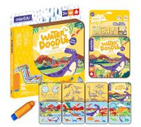 mierEdu Libro magico da colorare ad acqua - Dinowelt I libro da colorare + Doodle Pen per i viaggi, promuove la creatività + disegnare, libro da colorare a partire dai 3 anni I Water Doodle