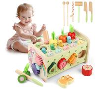 Mieryd Giochi Montessori 1 Anno, 10 in 1 Giocattoli Legno Bambini Bambi con Gioco Pesca & Martello, Strumenti Musicali Xilofono, Acchiappa La Talpa, Regalo Compleanno 2 Anni 12+ Mesi Gioco Educativi