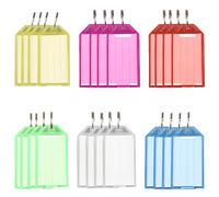 MIETONG 24 Pezzi Targhette Portachiavi - Portachiavi Etichetta in Plastica Etichette Chiavi con Etichetta Scrivibile in 6 Colori per Chiavi, Animali Domestici, Bagagli