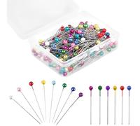 MIETONG 300 Pezzi Spilli da Sarta - 38mm Spille da Cucire con Testa di Vetro a Sfera Colorata per Tessuto, Gioielli Fai da Te, Progetti di Artigianato e Cucito