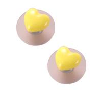 Mifeiwukawa 2 pomelli per porte per bambini, a forma di cuore, in porcellana, autoadesivi, per armadietti, maniglie in ceramica, per porte, cassetti, cucina, soggiorno (giallo)