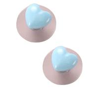 Mifeiwukawa 2 pomelli per porte per bambini, a forma di cuore, in porcellana, autoadesivi, per armadietti, maniglie in ceramica, leve per porte, mobili, cassetti, cucina, soggiorno (blu)