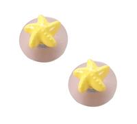 Mifeiwukawa 2 pomelli per porte per bambini, a forma di stella marina, per armadio, in porcellana, autoadesivi, in ceramica, per porte, mobili, cassetti, cucina, soggiorno (giallo)