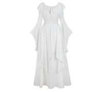 Mifeiwukawa Abito medievale lungo rinascimentale abito da donna deluxe vittoriano vintage cosplay (6701whte, 3XL)