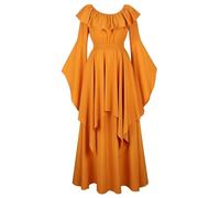 Mifeiwukawa Abito medievale lungo rinascimentale abito da donna deluxe vittoriano vintage cosplay (6701curcuma, L)
