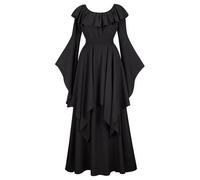 Mifeiwukawa Abito medievale lungo rinascimentale abito da donna deluxe vittoriano vintage cosplay (6701nero, XXL)