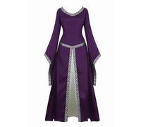 Mifeiwukawa Abito medievale rinascimentale abito lungo irlandese over deluxe vittoriano vintage cosplay donna (viola, XL)