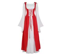 Mifeiwukawa Costume rinascimentale da donna abiti medievali irlandesi sopra piuma, taglia Deluxe vittoriano retrò Cosplay (rosso, XXL)