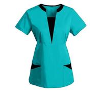 Mifeiwukawa Maglietta da donna con scollo a V, per infermieri, uniformi, tunica, tunica top, uniforme da badante, tunica per Halloween, cosplay, clinica, cameriera, protettiva contro il cancro al seno