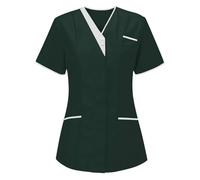 Mifeiwukawa Maglietta da donna con scollo a V, per infermieri, uniformi, tunica, uniforme da badante, tunica per Halloween, cosplay, clinica, cameriera, protettiva contro il cancro al seno, maglietta