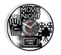 Mifeiwukawa Orologio da parete creativo in vinile con elementi cinematografici, adatto per la decorazione della parete nei cinema (senza luci)