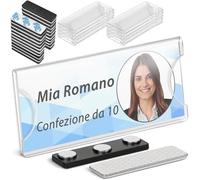 Mifflin - Kit di targhette magnetiche acriliche - 10 PZ, 3x1"/7,5x3cm, trasparenti - Porta badge personalizzabili e riutilizzabili con forte supporto magnetico