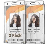 Mifflin Porta badge identificativi rigidi (trasparente, verticale 85x53 mm, confezione da 2), Protezioni per carte d'identità in plastica rigida per PC resistente