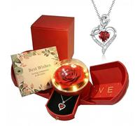 Mifgra Cofanetto regalo con collana a forma di cuore con rosa conservata, set regalo per donne, perfetto per San Valentino, compleanno, festa della mamma, per lei, fidanzata, moglie, mamma