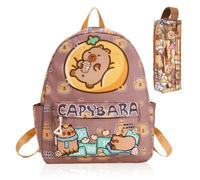 MIFKLMV Capybara Zaino Scuola con Astuccio per Matite Capybara Zainetti per Bambini Grande Capacità Kawaii Zaino per la Scuola Bambina Ragazzo per Uomo e Donna