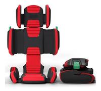 Mifold Seggiolino per bambini con schienale alto con cinghia - Seggiolino auto pieghevole regolabile per bambini grandi per viaggi - Rosso da corsa