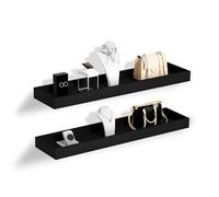 Mifurn Mensole galleggianti per parete, mensole da bagno, sopra WC, camera da letto, casa colonica, decorazione da parete (set da 2) (nero, 61 cm)