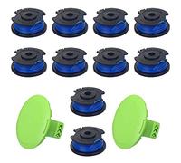 Mifyca 29092 29252 - Bobine per decespugliatore a filo Green-Works 24 V, 40 V, 80 V, 21302, 21332, 21342, 4,9 m 0,2 cm, con tappo 3411546A-6 (10 bobine, 2 tappi)