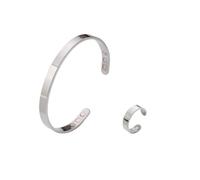 MIFYNN Kalm - Set di braccialetti e anelli da donna, in acciaio inox, per alleviare il dolore, alleviare lo stress, idea regalo, Medio, Acciaio inossidabile, Non pietra preziosa