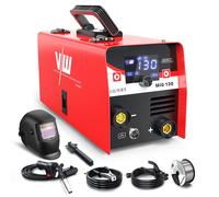 MIG 130A Saldatrice a Filo Continuo No Gas 2 in 1 Saldatrice MIG ARC con IGBT e Torcia a Filo Animato e Casco da Saldatore e 0.5 KG di Filo Animato 1.0mm, per Principianti-VECTOR WELDING