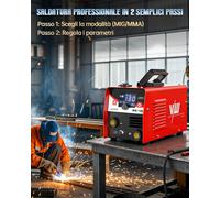 MIG 130A Saldatrice a Filo Continuo No Gas, SET con Casco per Saldatura | MIG130