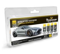 Mig Jimenez AMMO COBRA MOTOR Metallic Grey Bodyworks Set Colors, 4 x 30ml Bottle
