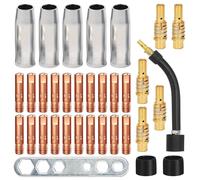 MIG/MAG Accessori, 34 Pezzi Accessori per Saldature, Set Di Materiali Di Consumo Saldatori, Accessori per Saldatrice, Ugello, Punta Guidafilo M6 0,8mm, Diffusoree, Isolator, Strumento
