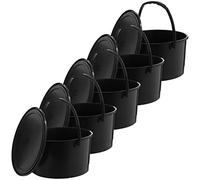 MIG Secchio con coperchio, 4 l, nero, 5 x 4 litri, impilabile in plastica con coperchio, versatile con coperchio, per uso domestico e industriale, piccolo secchio con coperchio, adatto per cibo per