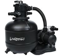 Miganeo Filtro a Sabbia Dynamic 10000 Pro - Nero | 10000 l/h | Sistema di filtraggio per piscine | Serbatoio 370 mm | autosucchiante