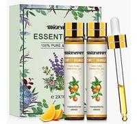 MIGCAPUT Olio Essenziale di Arancia Dolce 2 x 10ML, Set di Oli Essenziali di Grado Terapeutico, Olio di Aromaterapia Naturale Puro al 100% per Diffusori, Umidificatore, SPA, Massaggi, Bagno, Rilassare